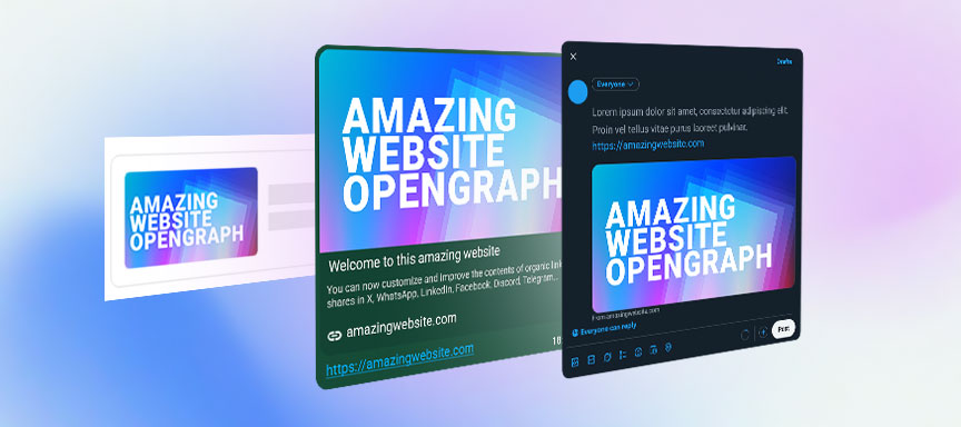 Ilustração de otimização de visualização do Open Graph